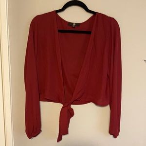 Deep red tie crop top